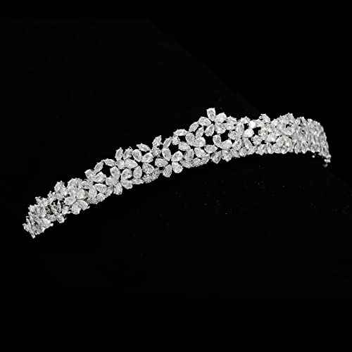 Sparkly Small Zircon Wedding Crowns and Tiaras for Women Cubic Zirconia Quinceanera Crown Sweet 16 Tiara Little Silver Gold Headband Crystal Headpieces Coronas Para 15 Anos Quinceaneras 2023 (Silver