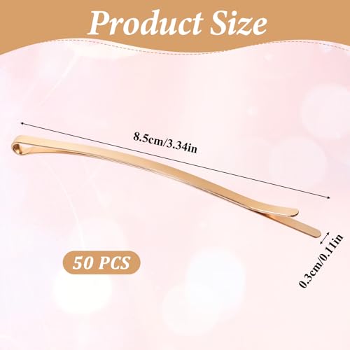 Gold Jumbo Bobby Pins for Thick & Long Hair - Reusable Non-Slip Hair Clips, 3.34 Inch, 50 Pack
