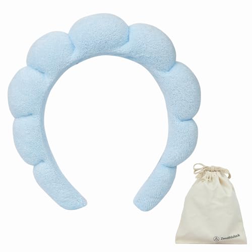 Zenithluluck Indulge in Self-Care with our Skin-Saving Spa Headband，Non-slip Headband Washing Face，Makeup And Makeup Removal，Bubble Headband，Perfect Gift for Sweet Girl(blue)