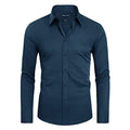 Alimens & Gentle Slim Fit Dress Shirts for Men Long Sleeve Stretch Stain Proof Wrinkle Free Button Down Shirts Formal Shirts