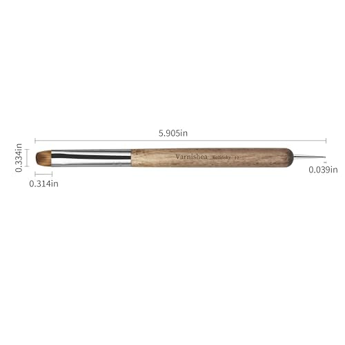Varnishea Khaki-12# Kolinsky Nail Art Brush for Manicure Gel & Acrylic, 1.0 Count
