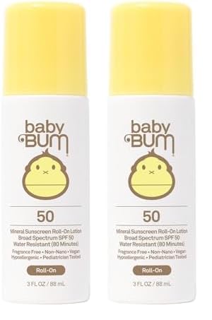 Baby Bum Mineral SPF 50 Roll-On Sunscreen | Vegan and Hawaii 104 Reef Act Compliant (Octinoxate & Oxybenzone Free) Broad Spectrum Moisturizing UVA/UVB Easy Roller Ball Sunscreen Lotion (Pack of 2)