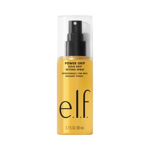 e.l.f. Power Grip Gold Drip Setting Spray - Illuminating Makeup Fixer 2.7 Fl Oz