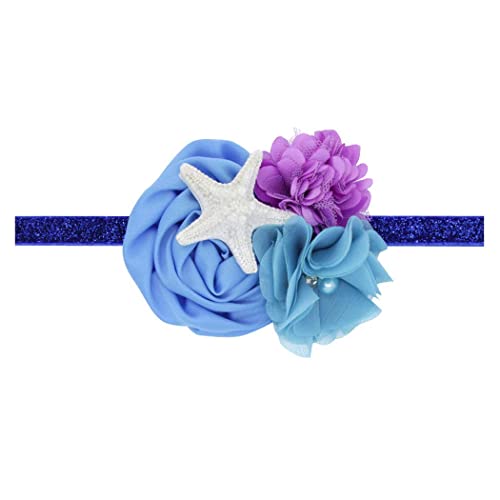 VEICOSTT Starfish Mermaid Headbands with Flower Hair Band for Baby Girls Hair Accessories ZHB27 (Blue)