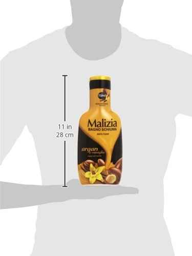 Malizia: Velvety Bath Foam, Argan and Vanilla Scent 33.8 Fluid Ounce (1000mL) Bottle [ Italian Import ]