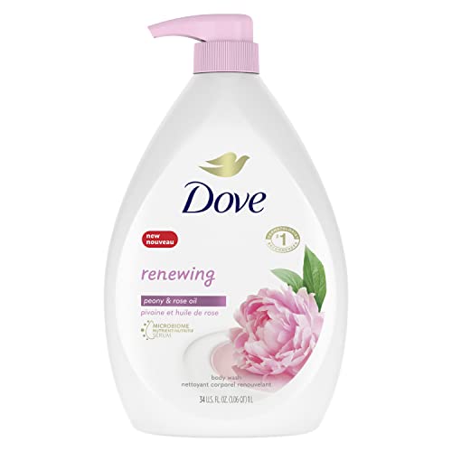 Dove Body Wash with Pump For Dewy, Supple Skin Peony and Rose Oil Cleanser That Effectively Washes Away Bacteria While Nourishing Your Skin 34 oz