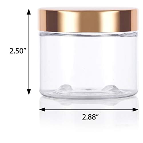 (12 Pack) 6 oz Clear PET Plastic Jar with Gold Metal Overshell Lid + Spatulas