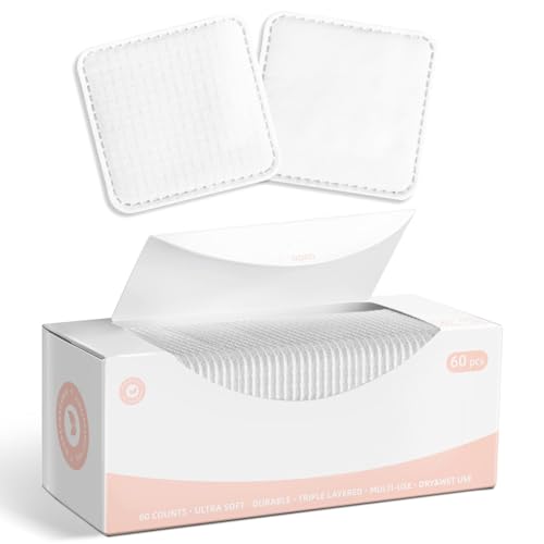 ICOTLE Square Cotton Pads for Skincare & Makeup Removal - 60 Count