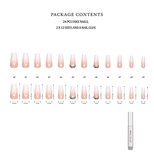 Hypnaughty Press On Nails - Rhinestone & Noir Black Matte Coffin, Trendy & Salon Quality Reusable Nails With Kit