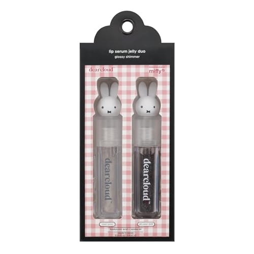 dearcloud Miffy Lip Serum Jelly Duo - Hydrating Lip Gloss for Women with Hyaluronic Acid, Rosehip & Jojoba Seed Oils- Korean Skin Care pH Color Changing Lip Gloss Set