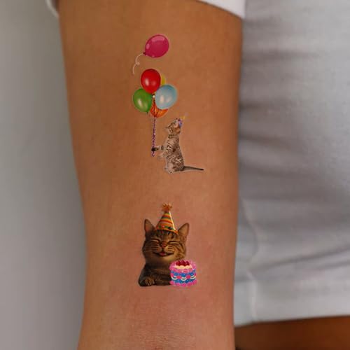 60 Cat Temporary Tattoos - Waterproof Party Favors