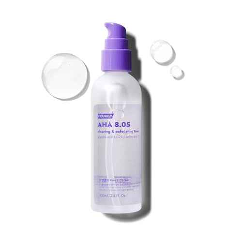 FRANKLY AHA 8.05% Toner | Pore-Refining Exfoliator with Glycolic Acid, 17 Amino Acids, Hyaluronic Acid | Smooths Texture, Hydrates, Targets Flakiness | Korean Skin Care 3.38 fl oz