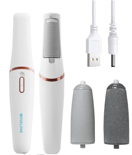 MOVELOVE White Rechargeable Electric Callus Remover for Feet, Dual Speed Foot File