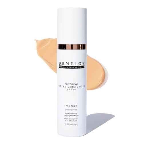 DRMTLGY Physical Tinted Moisturizer with SPF 44. Universal Tint. All-In-One Mineral Tinted Sunscreen and Foundation with Broad Spectrum Protection Against UVA and UVB Rays, 2.05 oz