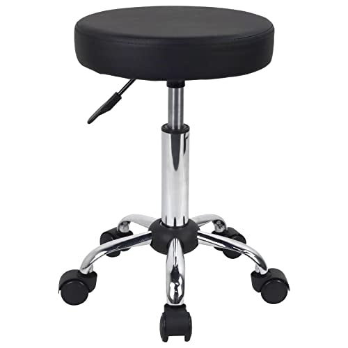 Adjustable Salon Stool with Wheels - Rolling Task Chair for Spa
