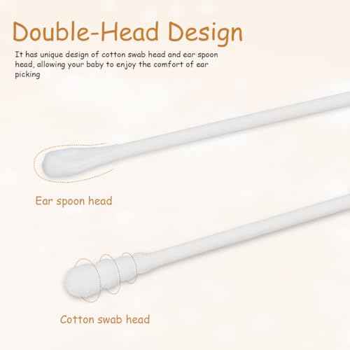 Kisangel 200Pcs Baby Cotton Swabs Paper Double-End Cotton Buds Cotton Ear Cleaners Safety Swabs Cleaning Sticks for Ear Nose Clean