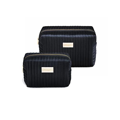 Set of 2 Toiletry Bags for Women, Travel Toiletry Bag for Cosmetics, Makeup, Toiletries | Large Capacity Toiletry Bags for Traveling, Cosmetic Pouch, Makeup Bag Small and Large Size, Ebony