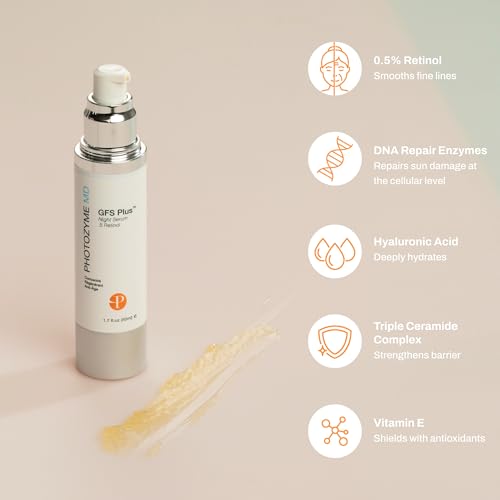 Photozyme GFS Plus Night Serum with 0.5% Retinol ? Anti-Aging Peptide Complex ? Reduces Wrinkles, Dark Spots & Sun Damage ? Brightens, Firms & Evens Skin Tone ? 0.5 fl oz