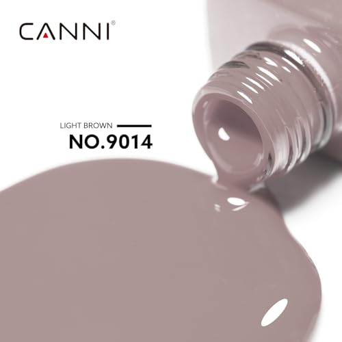 CANNI 9014 Light Brown Nude Grey Gel Nail Polish, High-Gloss Soak-Off UV/LED