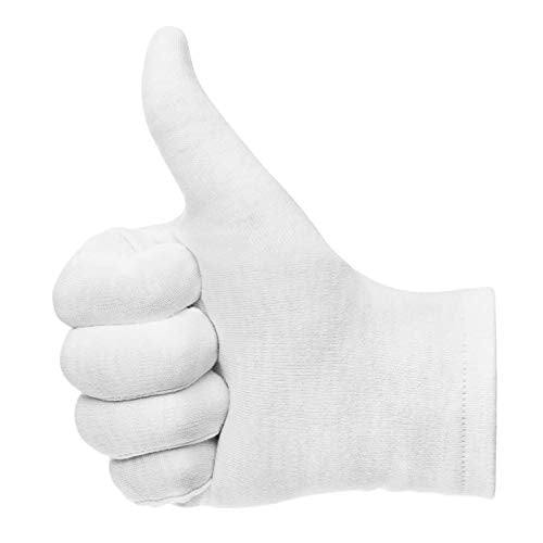 Selizo White Cotton Gloves for Eczema & Dry Hands - 3 Pairs Reusable