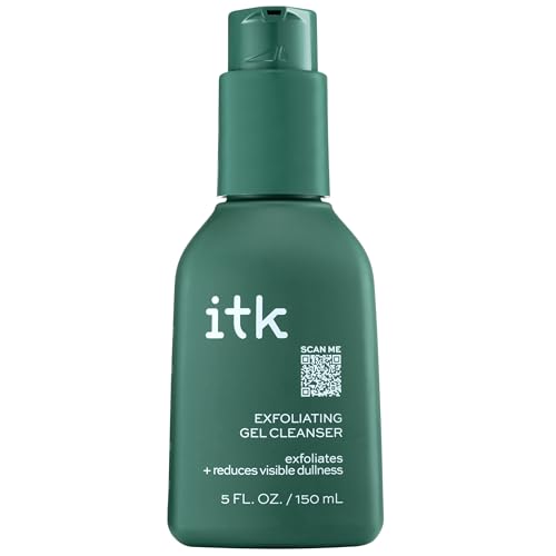ITK Exfoliating Facial Gel Cleanser - Face Wash to Brighten + Smooth Skin - Dissolves Makeup + Grime Gently- Even-Toned Skin - Glycolic Formula to Brighten Skin, for Normal to Oily Skin, 5 Fl Oz