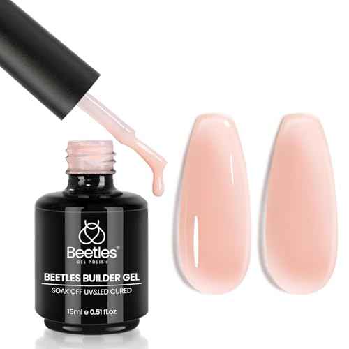 Beetles Builder Gel for Nails,0.51 oz 8 in 1 Jelly Nude Nail Thickening Strengthening Building Apex for Beginner DIY Salon at Home, Pink Builder Nail Gel, UV & LED Lamp Cured