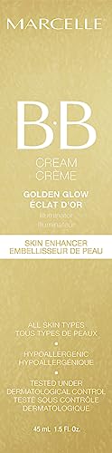 Marcelle BB Cream Golden Glow, Universal Shade, Tinted Moisturizer, Skin Enhancer, Illuminator, Beauty Balm, Non-Comedogenic, Paraben-Free, Oil-Free, Hypoallergenic, Cruelty-Free, 1.5 fl oz