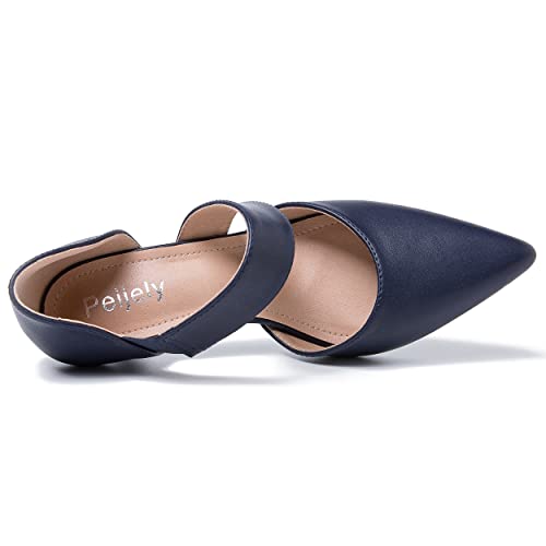 Women's Pointed Toe Kitten Heel Pumps, Elastic Strap Dress Shoes, Slip On Professional Office Wear