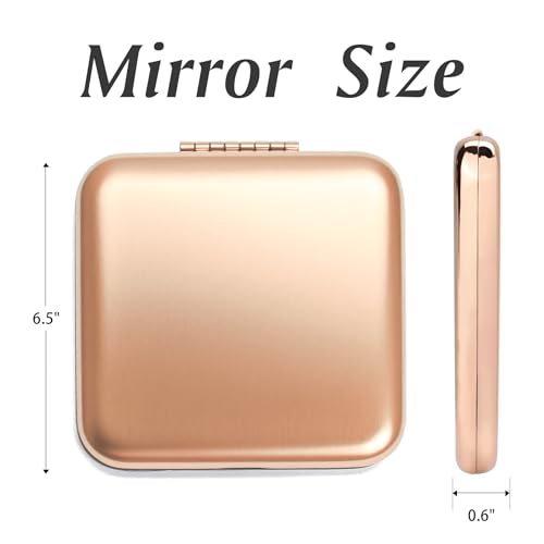 Compact Mirror, Pocket Travel Makeup Mirror for Purse, Metal Square Shell, 2-Sided 1X/2X Magnifying, Portable, Folding, Handheld, Rose,18 Pack
