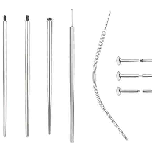 BodyAce 14G 16G 18G 20G Piercing Taper, Stainless Steel Threadless Insertion Pin Screw On Assistant Tool, Curved Body Piercing Stretching Kit for Ear/Nose/Navel/Lip/Eyebrow