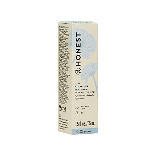 Honest Beauty Deep Hydration Eye Cream for All Skin Types | Plumps + Hydrates | Hyaluronic Acid, Chamomile, Calendula | EWG Verified + Cruelty Free | 0.5 fl oz