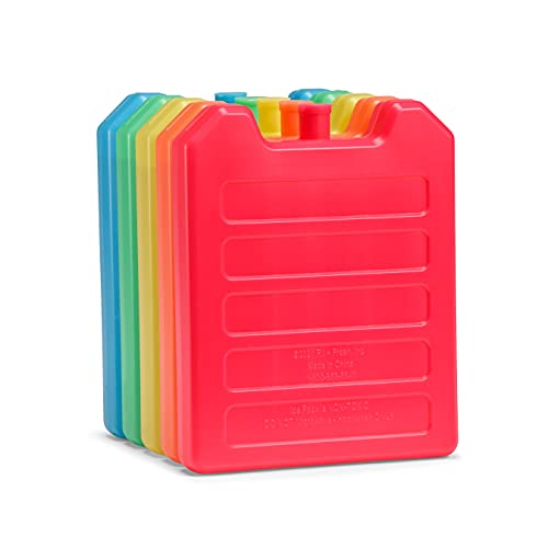 Cool Coolers by Fit + Fresh, 5 Pack Days of the Week Ice Blocks, Compact Reusable Ice Packs for Lunch Boxes & Coolers, Multi Colored