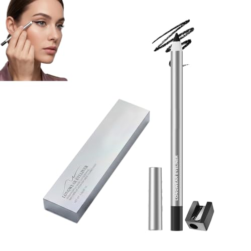 Foleto Waterproof Black Eyeliner Pencil with Built-In Sharpener - Long Lasting & Smudge Proof