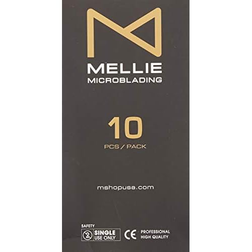 Mellie's Signature Microblading Eyebrow Pen (Pack of 10) - Disposable Microblading Pen with Sterilized Blade, Comfortable Rubber Grip and Pigment Sponge for Flawless Bro (U18.18mm, Black)