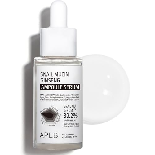 APLB Snail Mucin Ginseng Ampoule Serum | SNAIL MU GIN CEN¢â 39.2% 1.35 FL.OZ/Korean Skincare, Wrinkle care, Pore care, Improve elasticity for firm skin