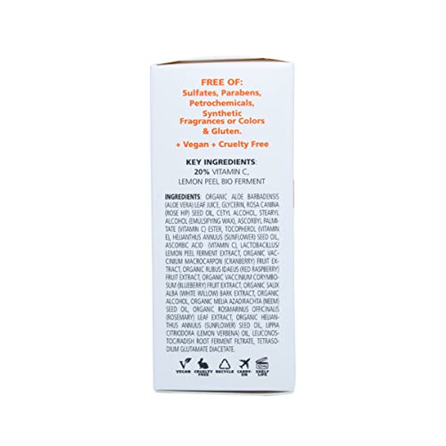 Sia Botanics Brightening Face Serum (30ml/1oz Porceline Bottle) | Facial Treatment w/Vitamin C, Lemon Peel Bio Ferment, Aloe Vera | Natural, Clean, Botanical Skincare for Women