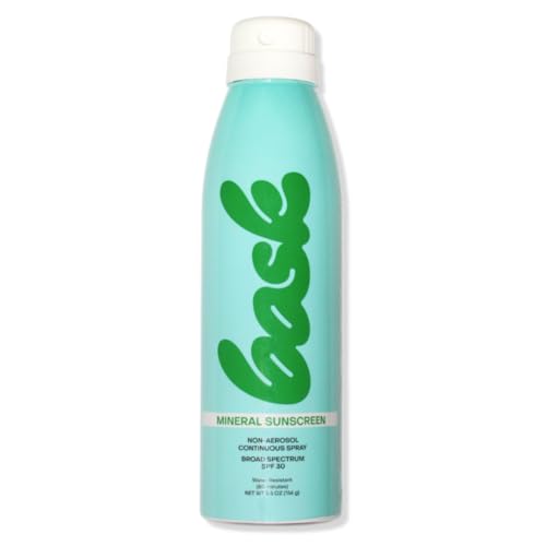 Bask Suncare SPF 30 Mineral Sunscreen Spray - Fragrance Free, Non-Aerosol, Reef Safe, Broad Spectrum UVA/UVB Protection, Dermatologist Recommended, Lightweight & Fast-Absorbing, 5.5 oz