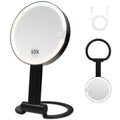 Lighted Makeup Mirror with 3 Color Modes & 10X Magnification - Portable