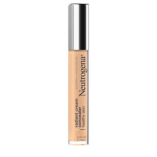 Neutrogena Healthy Skin Radiant Brightening Cream Concealer with Peptides & Vitamin E Antioxidant,Lightweight Perfecting Concealer Cream,Non-Comedogenic,Sugar Light 03 with warm undertones,0.24 oz