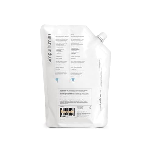 simplehuman Fragrance-Free Liquid Hand Soap Refill Pouch, 34 Fl Oz (Pack of 6)
