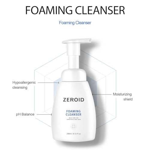 ZEROID | Foaming Cleanser | Facial Cleanser for Sensitive & Dey Skin | Mild Face Wash Care | Gentle Face Wash | Moisturizing Face Soap | Dermatologist Tested | Korean Skin Care | 8.1 fl oz (240ml)