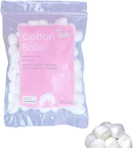 Pure Cotton Balls (100 Count) - Soft & Absorbent for Makeup & Skincare