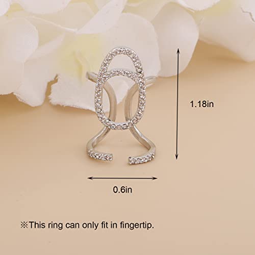 Silver Rhinestone Punk Nail Ring for Women