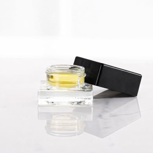 (150 Pack) 5ml Square Clear Glass Jars with Child-Resistant Lids ? PTFE Lined Caps ? Airtight Storage