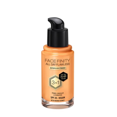 Max Factor Facefinity 3-in-1 All Day Flawless Liquid Foundation SPF 20 Warm Honey 30ml
