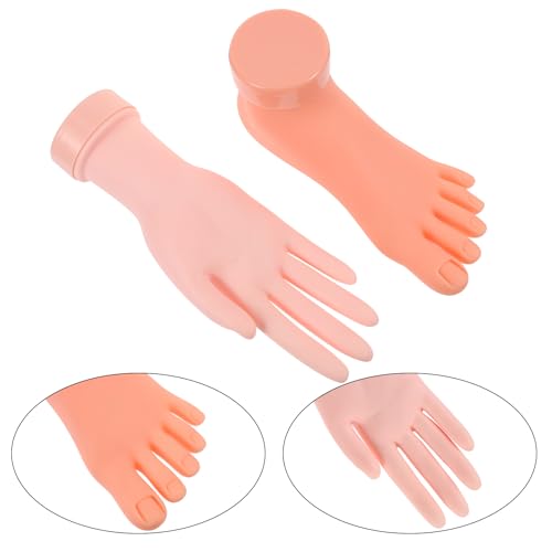 Beaupretty Manicure Practice Left Hand and Foot Model with Bendable Fingers Lightweight Fake Nail Art Trainer for Salon and Beginner Use 8.85 Inch