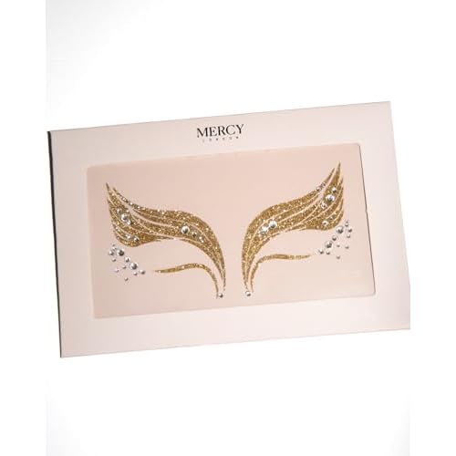 MERCY LONDON Gold Goddess Face Jewels Costume Accessories Face Gems Jewels All In One Headpiece Stick On Pixie
