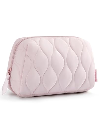 BAGSMART Makeup Bag - Travel Cosmetic Organizer, Pink