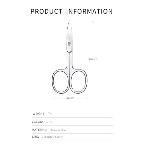 Small Multifunctional Eyebrow Scissors for Women, Mustache Scissors and Nose Hair Scissor for Men, Curved Grooming Scissors for Eyebrow, Mustache, Beard, Eyelashes - Premium Stainless Steel Quality