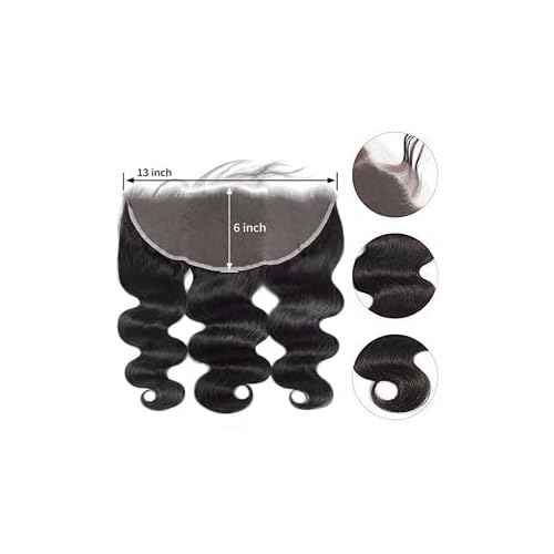 Lace Frontal Closure Body Wave 13x6 Ear to Ear HD Lace Frontal Closure Virgin Human Hair Pre Plucked with Baby Hair 150% Density Natural Black Color 18 Inch